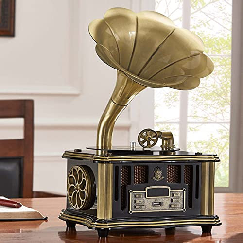 Altoparlante Bluetooth Retrò, Altoparlanti A Forma Di Grammofono Per Giradischi Vintage Con Telecomando, Radio FM, Stile Fonografo Per La Decorazione Domestica (senza Giradischi)(Color:B)