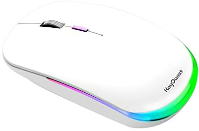 KeyOuest - Souris sans Fil Hybride - Souris Optique pour Droitiers et Gauchers, 3 Boutons, 1200 Dpi - Compatible PC et Mac, 2 Nano-Récepteurs USB et USB-C - Blanc