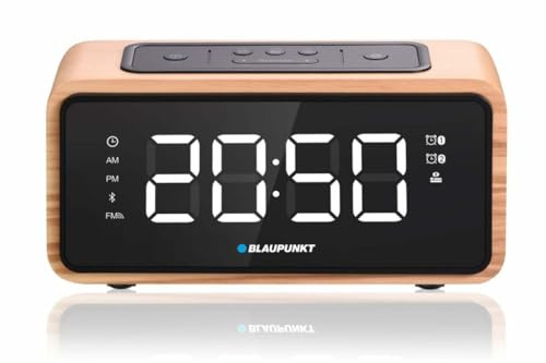 Blaupunkt CR65BT Radiowecker FM Bluetooth 60 Senderspeicher LED Display Uhr mit Doppelalarm und Schlummerfunktion