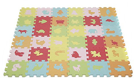 Kinder Puzzlematte Test Kinderspielteppich Spielmatte Eva-Schaum Puzzlematte Kinder Krabbelmatte Schadstofffrei Antirutsch Bodenschoner Einzelstück 26 Buchstaben und 10 Zahlen 15.5x15.5 cm
