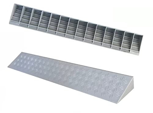 TOOJUN Bordsteinrampe, tragbare leichte Türschwellenrampen aus Kunststoff für niedrige Autos, Motorradrampe, Rollstuhlrampe, freischneidend – 2 Stück,Gray-100×15×6.5cm