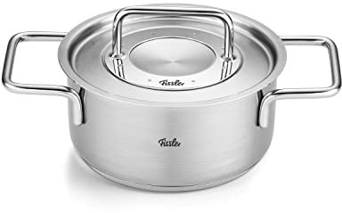 Fissler Pure Collection/Edelstahl-Kochtopf (Ø 16 cm, 1,9L) Töpfe inkl. Metall-Deckel, Innen-Skalierung – Induktion