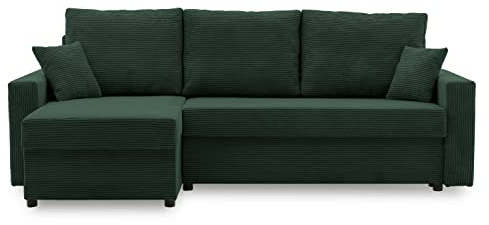 Ecksofa Aikido I 233x90 - mit schlaffunktion - Farben zur Auswahl - modernen Eckcouch - mit Bettkasten - Moderner Cordstoff - Stoff POSO (POSO 014)