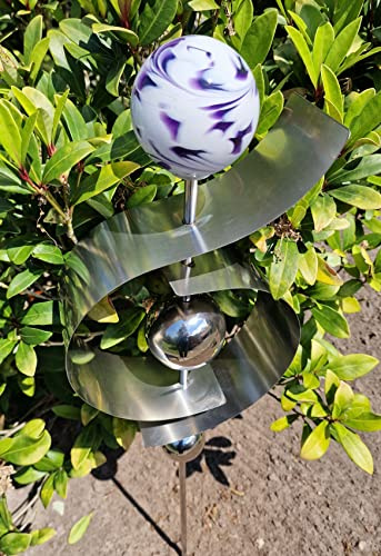 Jürgen Bocker Garten-Ambiente Gartenstecker Glaszauber Jupiter Lila 100 cm aus Edelstahl matt gebürstet mit Einer Glaskugel in Lila