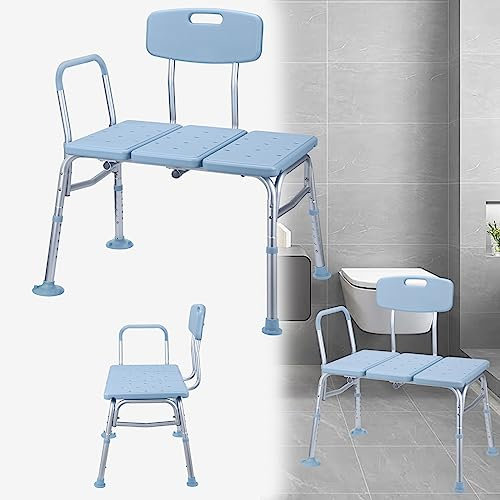 JOIEYOU Duschhocker Duschstuhl Höhenverstellbar Badewannensitz Anti Rutsch mit Rückenlehne und Armlehne Badhocker Duschhocker Vergrößerter Sitzfläche (Modell E)