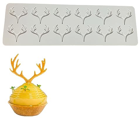 QIUMING Tapis d'empreinte de fondant Tapis de Dentelle de Fondant en Silicone Fondant Gâteau Sugar Décorations d'artisanat corne d'élan Sucre Artisanat Impression Moule pour gâteaux pour cupcakes (A)