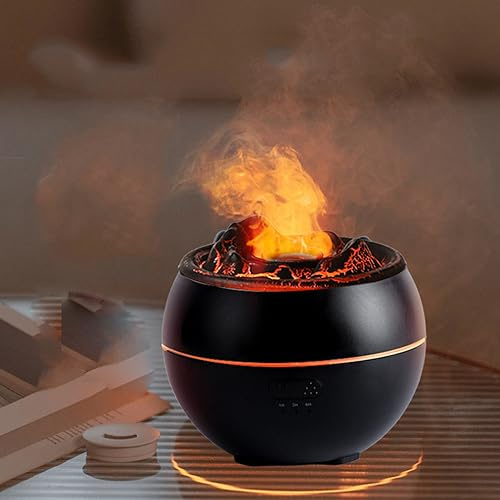 Diffuser Ätherische Öle,Flamme Aromatherapie Diffusor, 360ml Aroma Diffuser, Ätherisches Öl Diffusor für Home Schlafzimmer (Schwarz)