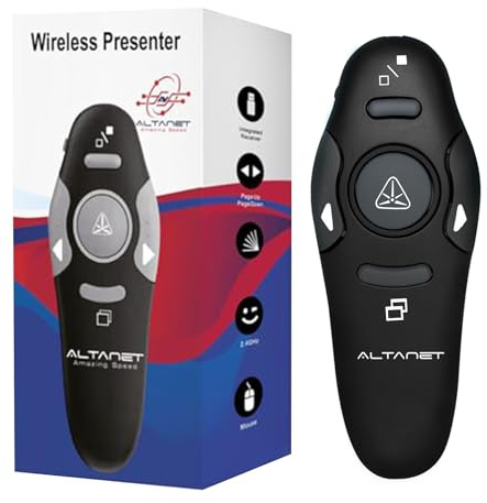 Wireless Presentation Clicker for PowerPoint Presentations, USB Dongle Presenter Remote with Pointer Slide Clickers for Mac/Windows/Linux, Computer/Laptop, Google Slide/PPT/Keynote (Ergonomic)