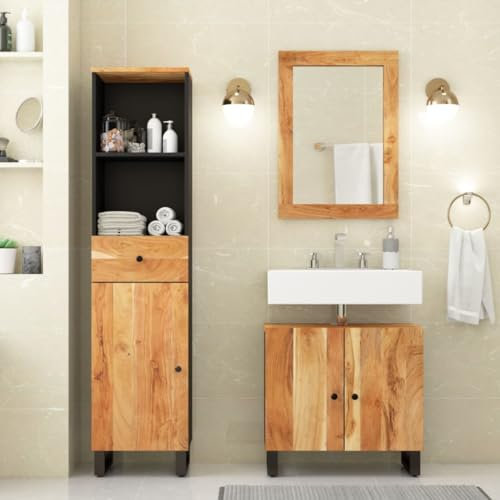 INLIFE 3-TLG. Badmöbel-Set Massivholz Akazie,51,29 KG,3200638