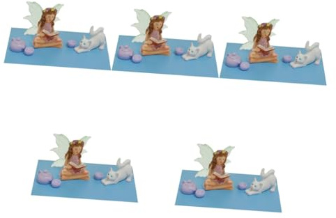 BESPORTBLE 5sets Resin Cat Fairy Sculpture Garden Micro Cat Decor Outdoor Planter Ornament