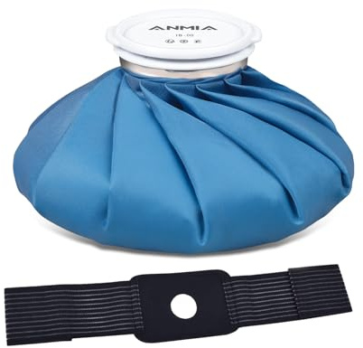 ANMIA Ice Pack Bags with Wrap for Injuries Reusable, Cold Pack Water Bag Hot Bag for Pain Relief, Leak-Proof Elastic Ice Bag, Size 9''