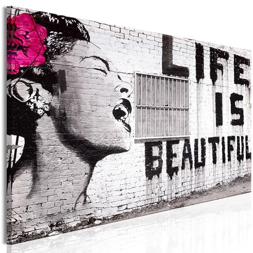 murando - Akustikbild Banksy 135x45 cm Bilder mit Akustikschaumstoff Hochleistungsschallabsorber Schallschutz Leinwandbild XXL 1 tlg Wandbild Graffitti m-G-10001-b-a