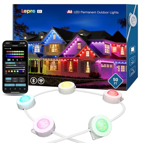 Lepro E1 AI Permanent Outdoor Christmas Lights, 15m RGB+IC & Tunable White