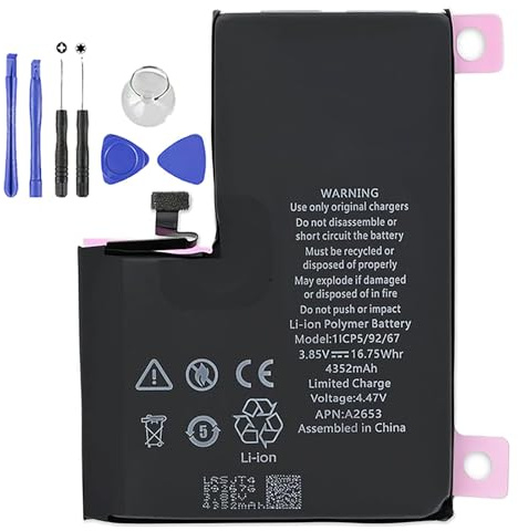 ELLENNE Batterie compatible pour iPhone 13 Pro Max 4352 mAh + kit d'outils | Batterie pour iPhone 13 Pro Max de 4352 mAh avec kit d'outils pour le démontage