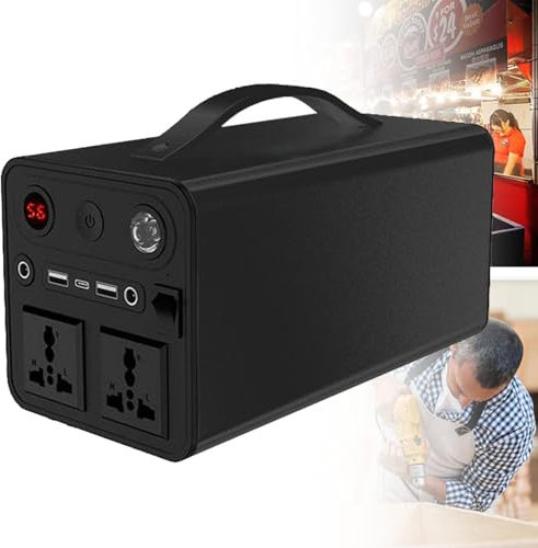 Estación de energía portátil, batería de litio de 90000 mAh, generador electrónico solar de 300 W CA para acampar, explorador de aventuras al aire libre, respaldo de energía de emergencia,Black