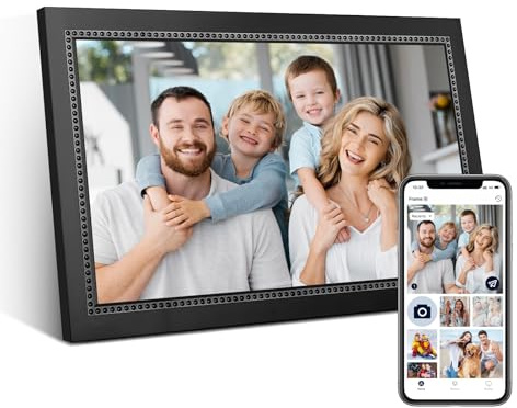Humblestead digitaler Bilderrahmen 15.6 Zoll, 1920x1080 HD IPS Touchscreen Wi-Fi elektronischer Bilderrahmen, 64GB Speicher, Auto-Drehen, Wandmontage, Teilen Fotos/Videos sofort von überall