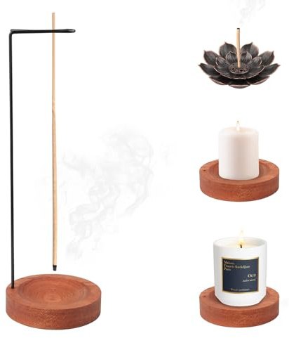 2-in-1 Räucherstäbchenhalter Set, 2 Stück Räucherstäbchen Halterung Modernes Design mit Kegel Spule Räucherstäbchen Halter Handgefertigte Holz Basis für Home Office Decor Yoga Meditation