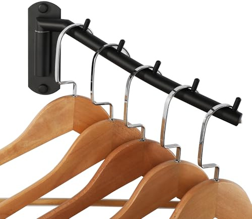 Mooche 180° roterande klädhängare, 27 cm väggkrok med 180° rotation, väggkrok i rostfritt stål, klädfläkt, platsbesparande klädstång, svart