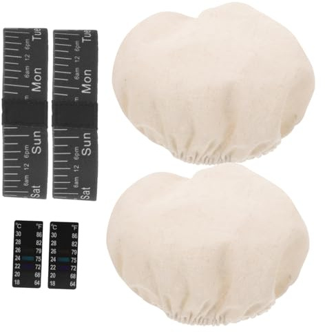 KICHOUSE Sourdough Starter Jar Kit Starter Jar Sprouting Kit Fermentation Accessories Cloth Cover Thermometer Sticker Date Band