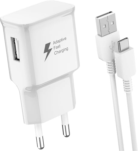 Cargador USB C 15W Rápido para Samsung, Adaptador de Corriente Pared Móvil | Compatible con Samsung Galaxy A06 A12 A13 A14 A15 A16 A22 A32 A40 A51 A52s A71 S10 S9 S8 A52 A05s M52 M13