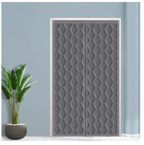 LSSHQ Winddichte Thermovorhang Tür Thermo Vorhang Gegen Kälte Winter Verdickter Türvorhang Geeignet für Den Home-Office-Einbau in Schlichtem Grau(1.4x2.2m)