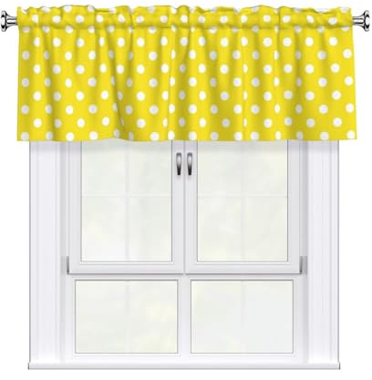 Poadnly Pois bianchi gialli,Mantovane per tende da finestra,Mantovane per tende per soggiorno 54x18 pollici