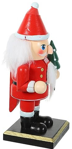 HOLIDYOYO Schiaccianoci Di Legno Per Natale Figura Di Marionetta Di Babbo Natale Decorazione Da Tavolo Per Feste Per Ragazza
