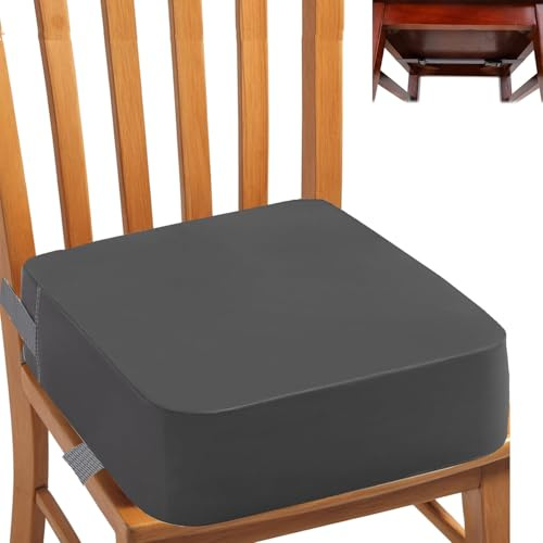 Sitzerhöhung Stuhl Kind,PU Waschbar Zerlegbar 10cm Sitzerhöhung Kinder,Sitzkissen Kinder Mit 2 Verstärkungsbändern,Rutschfester Für Reisen,Haus,Schule,Camping (Grau)