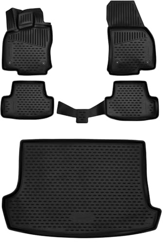Element Juego de Alfombrillas de Goma y Maletero 3D para VW T-ROC | Año de construcción 2017-2025 | Posición Superior del Suelo de Carga | 100% Ajuste, Alfombrillas Resistentes para Coche