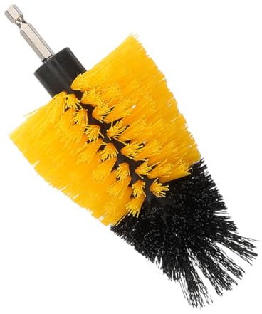 KONTONTY Cabezal de Cepillo para Taladro Compatible Baño y Suelo, Accesorio de Limpieza Fácil de Usar en Pp y Acero Amarillo para Limpieza