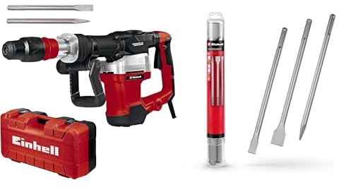 Einhell Martillo de demolición TE-DH 32 (1500 W, 32 J, 1900 min-1, portaherramientas SDS-max, mango principal+empuñadura suave, incl. cincel de punta/plano, e-box) + Juego de 3 punteros SDS
