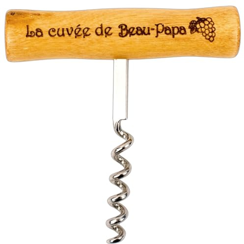 ERNESTINE - Gift in Law Dad Wooden Corkscrew - Original and Unique Beautiful Father Announcement Idea - Personalised Sommelier Beautiful Dad - Christening Birthday Christmas Gifts - Engraved Bottle