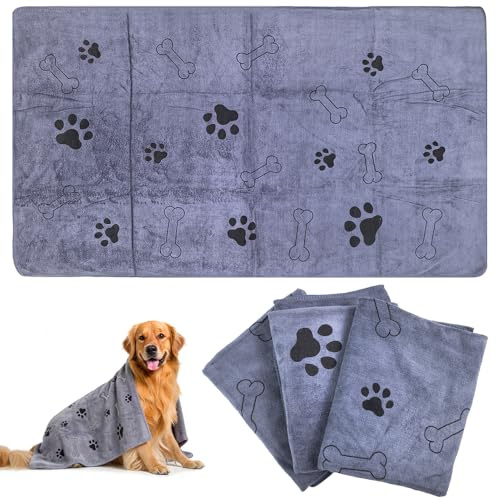 Zuxbolf 3 Pz Asciugamani per Cani,Asciugamano Assorbente per Cani 100 x 60 cm,Asciugamani per Animali Domestici Asciugatura Rapida Morbido e Lavabile per Tutte Le Taglie di Cane e Gatto
