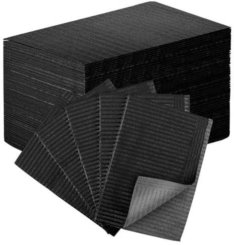 Suoumwa Faltbare Nagel-Papierhandtücher 125 Stück Einweg, Acryl-Nagel-Übungsblätter für Tische Nagelmatte Schwarz