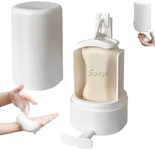 LICAEVEY Seifenmühle für Seifenstücke, Verstellbare Pulverabgabe, Wandmontage, Seifenhalter, Spender für Badezimmer, Dusche, Küche, Waschküche