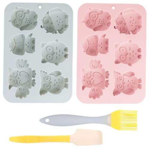 2 Piezas Molde Silicona Chocolate con Espátula y Pincel para Aceite, Moldes Gominolas Molde Dulce Silicona para Chocolate Dulce Gelatina Azúcar Cubitos Hielo Jabones