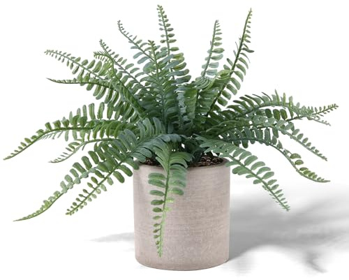 Small Fake Fern Plants 29.21cm Artificial Fern Pots for Shelf Home Decor | Artificial Fern Fake Fern Plants for Shelf Desk Home Bathroom Farmhouse Room Coffee Table Indoor Decor (Sage Green)