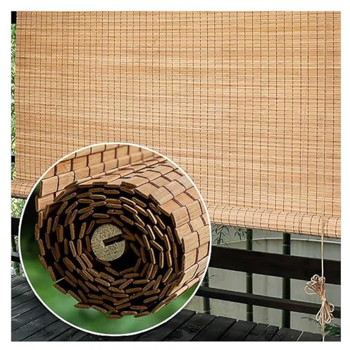 MXL&LJB Natural Bamboo Roll Up Shades Anti-Uv Roller Blinds for Windows Privacy Screen Bamboo Curtain with Lift Retro Decorative Curtains with Accessories Easy to Hang(120x200cm)