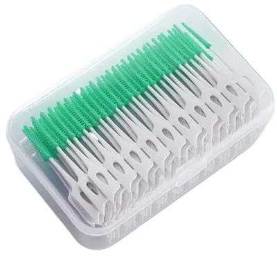Spazzolini interdentali in silicone 200 unità Stuzzicadenti dentali Spazzola tra i denti con filo Pulizia orale Per Spazi Stretti(Green 150Pcs)