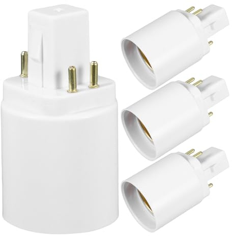 Adattatore Lampadina G24q a E27 4 Pin Bianco 4 Pezzi | Conversione per Base G24q e Bulbo E27, Uso Casa e Ufficio, Installazione Semplice