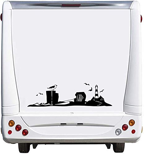 SUPERSTICKI Nordsee Skyline Wohnwagen Caravan Camping Holiday Urlaub ca. 60cm Aufkleber Autoaufkleber Sticker Womo Wowa