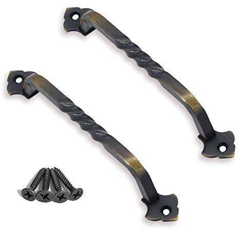 Ouvin 2 Pack Barn Door Pull Handle Hardware for Garden Gate 160mm, Bronze