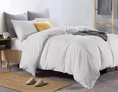 Euphoric Gifts 100% Pure Cotton (Egyptian Cotton) KING SIZE Duvet Cover Bed Set in Plain Light Grey - includes duvet cover, fitted sheet & pillowcases