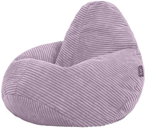Icon Dalton Pouf Enfant, Velours Côtelé, pour Poire avec Remplissage, Chaise Enfant, Fauteuil Chambre, Meuble Chambre, Meuble Salon, Violet