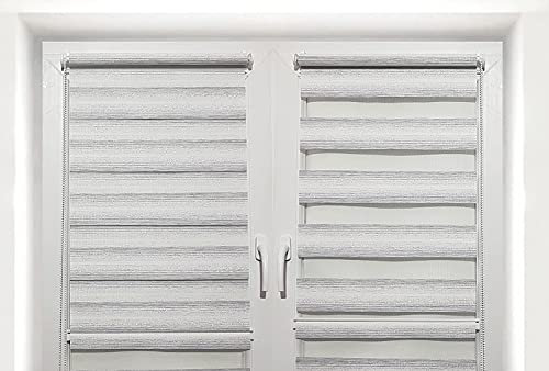 TROYAHOME® Doppelrollo Klemmfix Ohne Bohren Duo Rollo Fenster Rollo Easyfix (Silber Grau, 60 x 150 cm (Stoffbreite 57 cm)