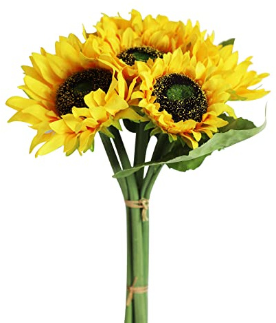 Levana.m Bouquet di girasoli artificiali per la sposa, 6 pezzi, decorazione per casa e matrimonio, fai da te, giardino, artigianato, arte, decorazione, girasoli finti fiori di seta