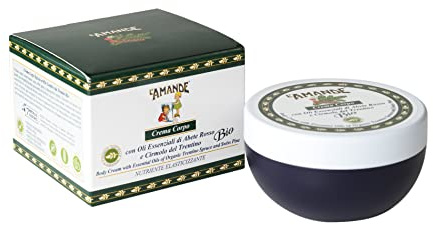 L'AMANDE - Crema Corpo Profumata con Acido Ialuronico, Vitamina E e Oli Essenziali Bio, Crema Corpo Idratante Pelle Secca Antiossidante Delicata e Rilassante, Abete Rosso e Cirmolo del Trentino 200 ml