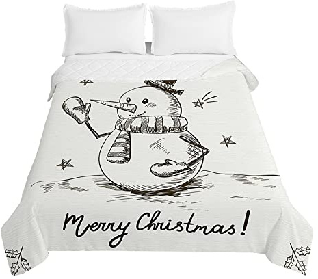 Chickw1 Tagesdecke Weihnachten, 3D Drucken Bettüberwurf Tagesdecken Herbst Sommer Bettüberwürfe Prägemuster Wohndecke Mikrofaser Bettdecke für Einzelbett Doppelbett (Frohe Weihnachten,220x240cm)