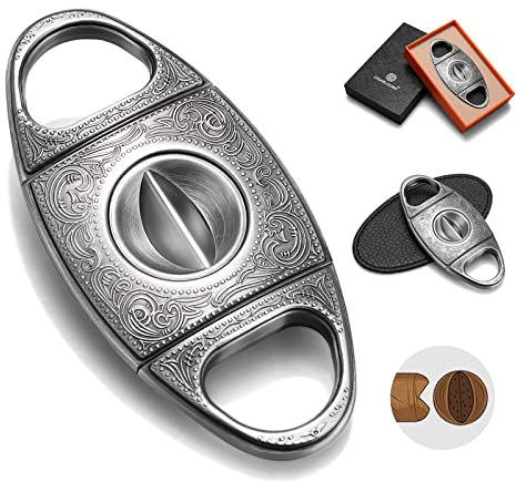 CIGARLOONG Zigarrenschneider Edelstahl Silver Bronze graviert V Cut Klinge Zigarrencutter