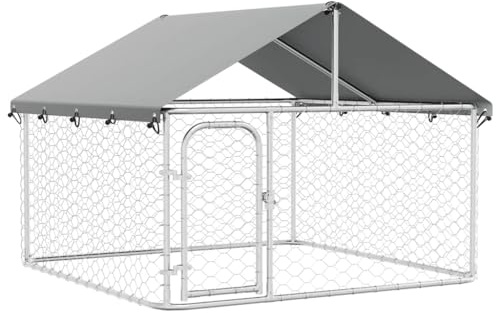 vidaXL Gabbia per Cani da Esterno con Tetto 200x200x150 cm